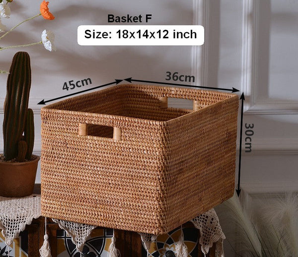 Rattan Storage Baskets, Storage Basket for Shelves, Rectangular Storage Basket for Toys, Storage Baskets for Kitchen, Storage Baskets for Bedroom-artworkcanvas