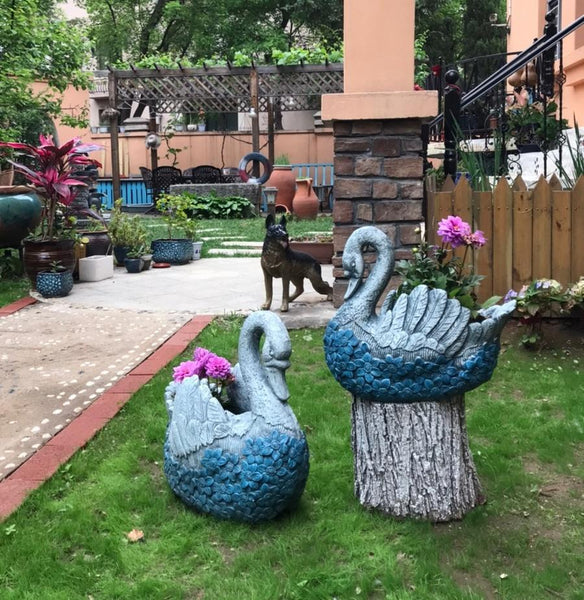 Large Swan Statue for Garden, Swan Flower Pot, Animal Statue for Garden Courtyard Ornament, Villa Outdoor Decor Gardening Ideas-artworkcanvas