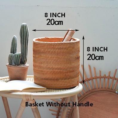 Small Rattan Storage Basket, Round Storage Basket, Woven Storage Basket, Kitchen Storage Baskets-artworkcanvas