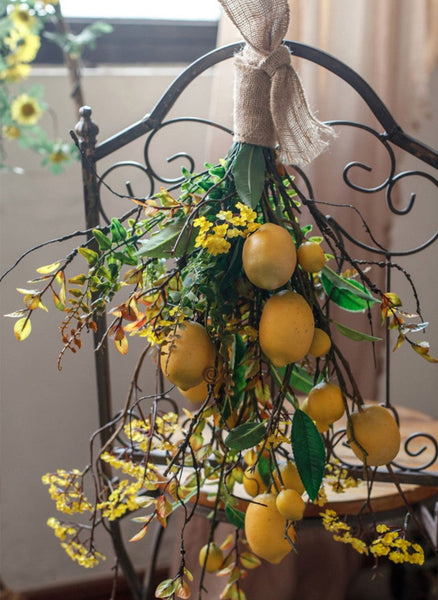 Lemon Branch, Fragrans stems, Fern leaf, Creative Flower Arrangement Ideas for Home Decoration, Unique Artificial Flowers, Simple Artificial Floral for Dining Room Table-artworkcanvas