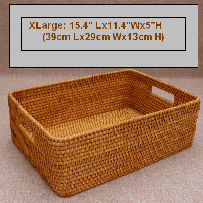 Handmade Rattan Wicker Storage Basket,Woven Basket with Handle - Silvia Home Craft