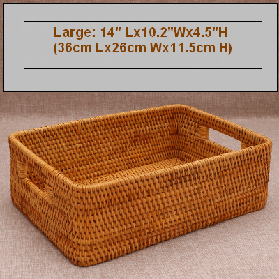 Handmade Rattan Wicker Storage Basket,Woven Basket with Handle - Silvia Home Craft