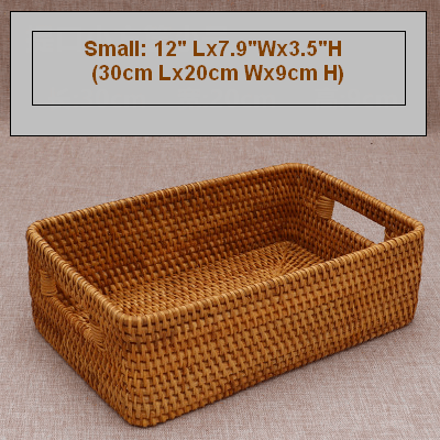 Woven Storage Baskets, Rectangular Storage Baskets, Rattan Storage Basket for Shelves, Kitchen Storage Baskets, Storage Baskets for Bathroom-artworkcanvas