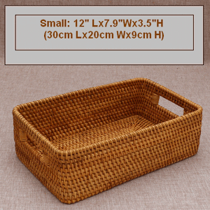 Woven Storage Baskets, Rectangular Storage Baskets, Rattan Storage Basket for Shelves, Kitchen Storage Baskets, Storage Baskets for Bathroom-artworkcanvas