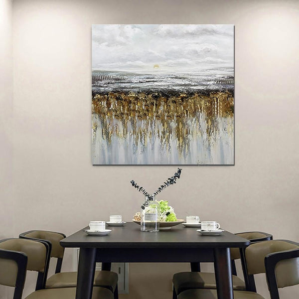 Heavy Texture Painting, Extra Large Paintings for Dining Room, Hand Painted Wall Art Painting, Modern Canvas Paintings for Living Room-artworkcanvas