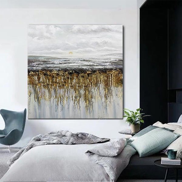 Heavy Texture Painting, Extra Large Paintings for Dining Room, Hand Painted Wall Art Painting, Modern Canvas Paintings for Living Room-artworkcanvas