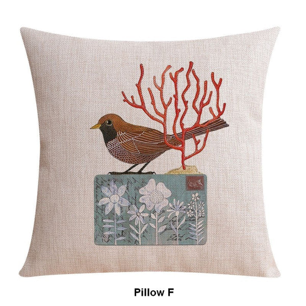Large Decorative Pillow Covers, Decorative Sofa Pillows for Children's Room, Love Birds Throw Pillows for Couch, Singing Birds Decorative Throw Pillows-artworkcanvas