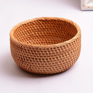 Small Storage Basket, Round Storage Basket, Woven Storage Baskets for Kitchen, Storage Basket for Dining Room-artworkcanvas