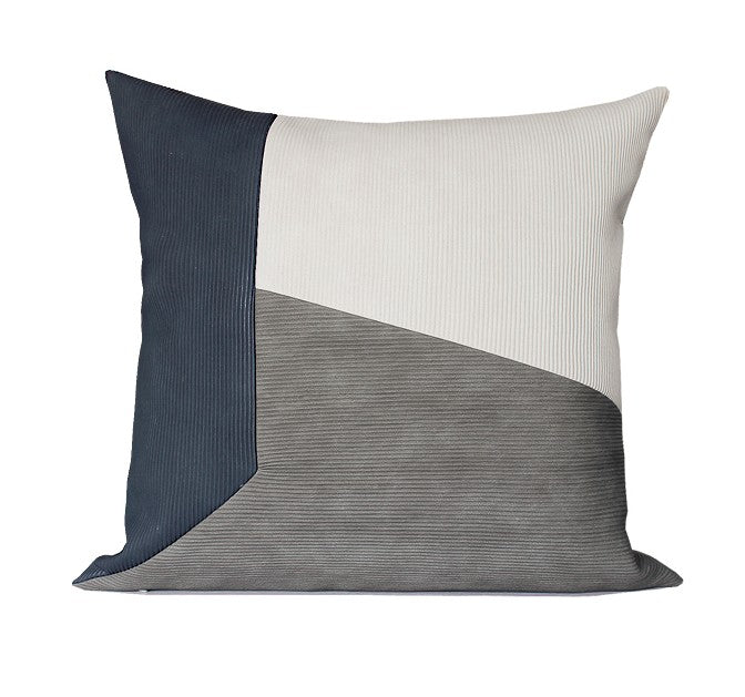 Large Modern Throw Pillows, Decorative Throw Pillow for Couch, Blue Grey Modern Sofa Pillows, Decorative Throw Pillows for Living Room, Large Square Pillows-artworkcanvas