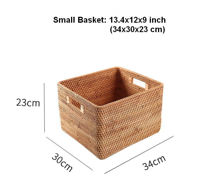 Extra Large Woven Baskets for Living Room, Storage Baskets for Clothes, Storage Baskets for Kitchen, Rectangular Storage Basket for Bedroom, Storage Baskets for Shelves-artworkcanvas