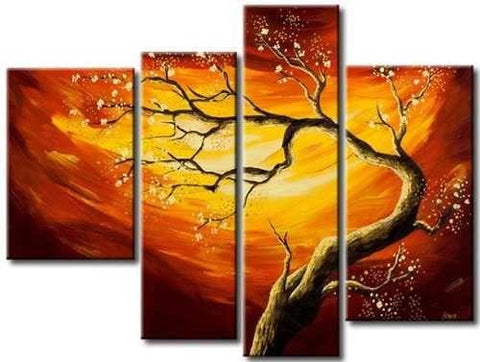 Tree of Life Painting, 4 Piece Canvas Art, Tree Paintings, Oil Painting for Sale, Bedroom Canvas Painting, Acrylic Painting on Canvas-artworkcanvas