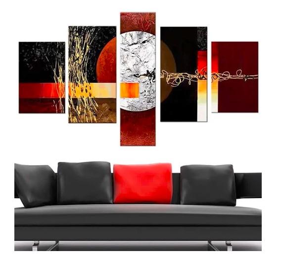 Red big canvas wall art, great abstract paintings L120 – LargeArtCanvas