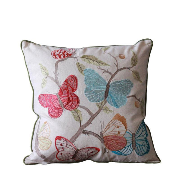 Beautiful Embroider Butterfly Cotton and linen Pillow Cover, Decorative Throw Pillows, Decorative Sofa Pillows, Decorative Pillows for Couch-artworkcanvas