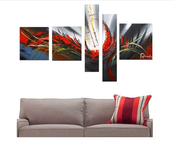 Abstract Canvas Painting, Simple Acrylic Art, 5 Piece Wall Painting, Canvas Painting for Living Room, Contemporary Modern Art-artworkcanvas