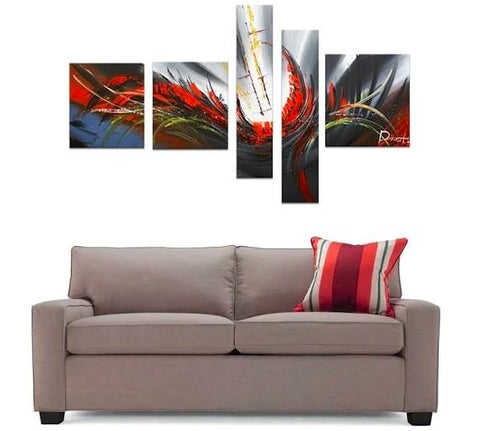 Abstract Canvas Painting, Simple Acrylic Art, 5 Piece Wall Painting, Canvas Painting for Living Room, Contemporary Modern Art-artworkcanvas