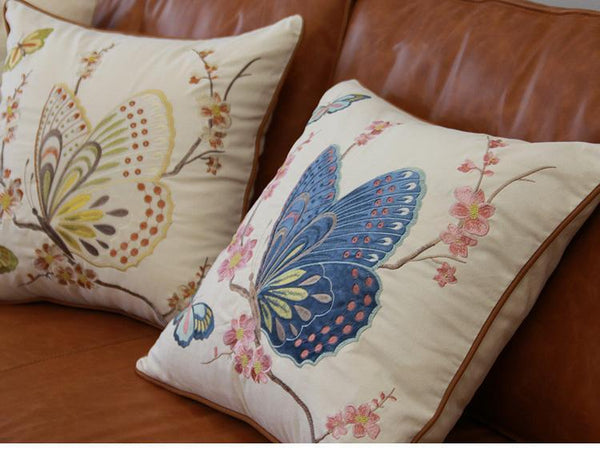 Butterfly Cotton and linen Pillow Cover, Decorative Throw Pillows for Living Room, Decorative Sofa Pillows-artworkcanvas