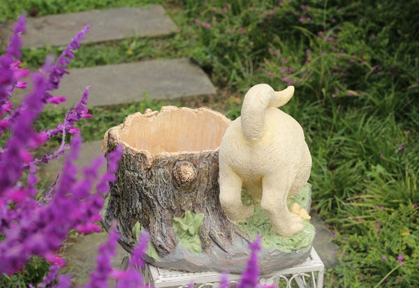Large Dog Flowerpot, Unique Resin Statue for Garden, Villa Outdoor Decor Gardening Ideas, Creative Modern Statue for Garden Ornaments-artworkcanvas