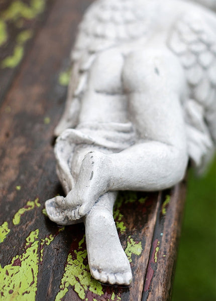 Lovely Sleeping Angel Statue for Garden, Beautiful Cute Garden Courtyard Ornaments, Unique Modern Garden Sculptures, Creative Villa Outdoor Decor Gardening Ideas-artworkcanvas