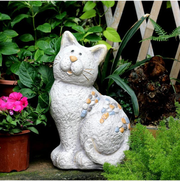 Large Lovely Cat Statue for Garden Courtyard Ornament, Animal Statue, Villa Outdoor Decor Gardening Ideas-artworkcanvas