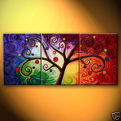 Large Canvas Painting, 3 Piece Canvas Art, Tree of Life Painting, Hand Painted Canvas Art, Acrylic Painting on Canvas-artworkcanvas