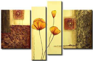 Flower Abstract Painting, Large Acrylic Painting on Canvas, Abstract Flower Painting, Dining Room Wall Art Paintings-artworkcanvas