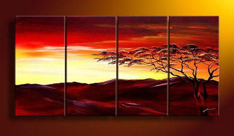 Landscape Canvas Paintings, Sunset Tree Painting, Extra Large Wall Art for Living Room, Hand Painted Wall Art, Canvas Painting for Sale-artworkcanvas