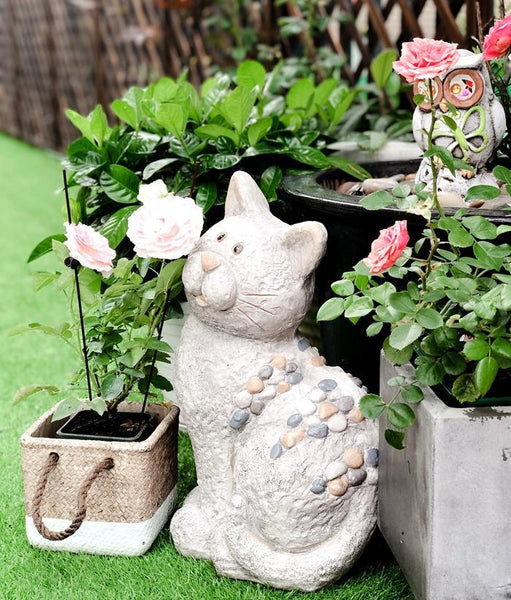 Large Lovely Cat Statue for Garden Courtyard Ornament, Animal Statue, Villa Outdoor Decor Gardening Ideas-artworkcanvas