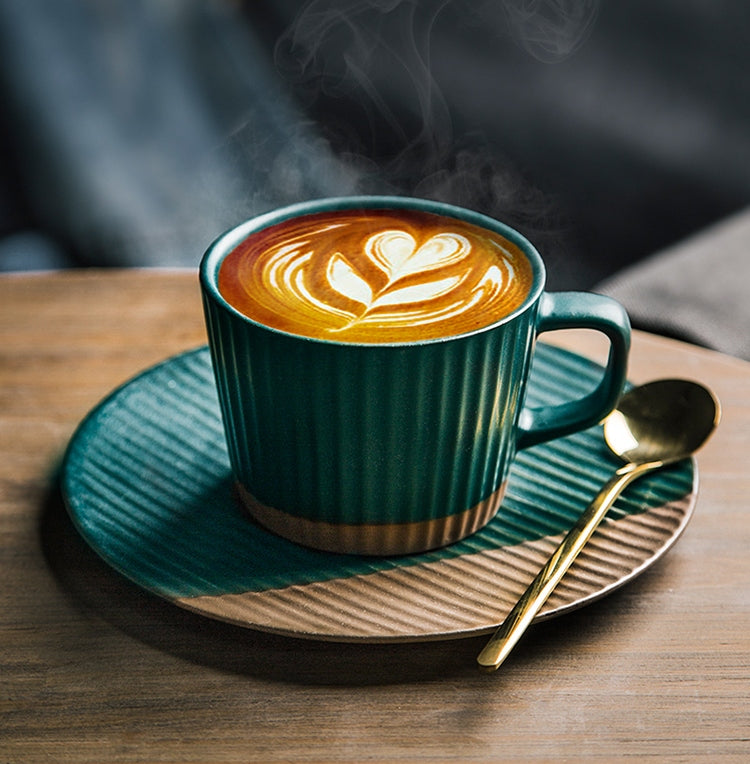 Ceramic Coffee Cups, Coffee Cup and Saucer Set, Pottery Coffee Cups, Cappuccino Coffee Mug, Coffee Cup for Sale, Tea Cup, White / Green / Blue / Yellow-artworkcanvas