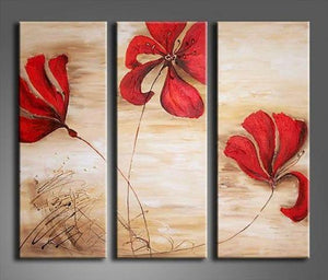Acrylic Flower Paintings, Acrylic Wall Art Painting, Red Flower Painting, Modern Contemporary Paintings-artworkcanvas