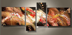 Abstract Acrylic Painting, 4 Piece Paintings, Paintings for Living Room, Large Painting Above Sofa, Modern Wall Art Paintings-artworkcanvas