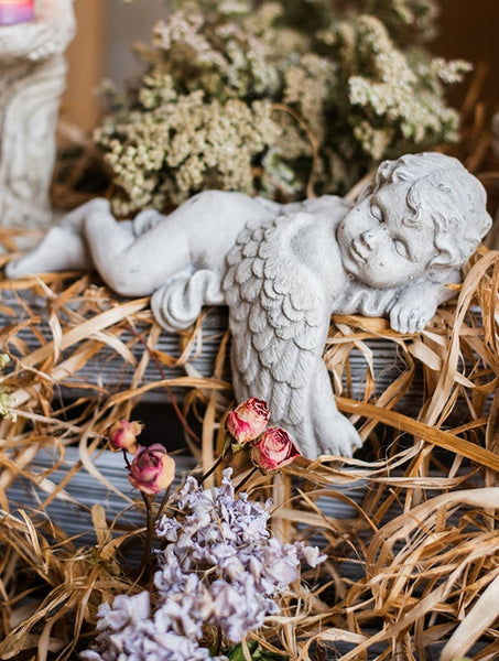 Lovely Sleeping Angel Statue for Garden, Beautiful Cute Garden Courtyard Ornaments, Unique Modern Garden Sculptures, Creative Villa Outdoor Decor Gardening Ideas-artworkcanvas