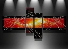 Black and Red Canvas Art Painting, Abstract Acrylic Art, 4 Piece Wall Art Paintings, Living Room Modern Paintings, Buy Painting Online-artworkcanvas