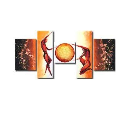 5 Piece Abstract Painting, Large Painting for Bedroom, Dancing Figure Canvas Painting, Acrylic Painting for Sale, Simple Modern Art-artworkcanvas