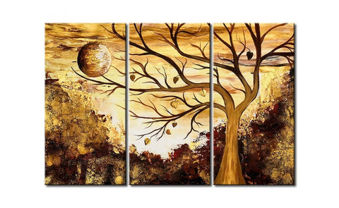 Tree of Life Painting, Moon Painting, 3 Piece Painting, Modern Acrylic Paintings, Wall Art Paintings-artworkcanvas