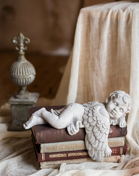 Lovely Sleeping Angel Statue for Garden, Beautiful Cute Garden Courtyard Ornaments, Unique Modern Garden Sculptures, Creative Villa Outdoor Decor Gardening Ideas-artworkcanvas