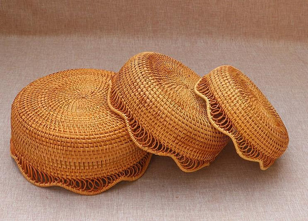 Round Storage Basket, Rattan Storage Basket for Shelves, Kitchen Storage Baskets, Woven Storage Baskets for Dining Room-artworkcanvas