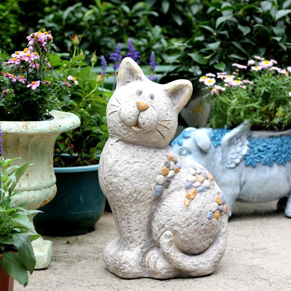 Large Lovely Cat Statue for Garden Courtyard Ornament, Animal Statue, Villa Outdoor Decor Gardening Ideas-artworkcanvas