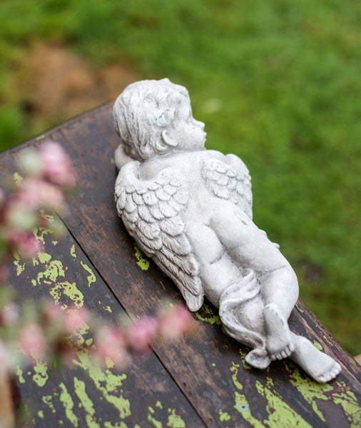 Lovely Sleeping Angel Statue for Garden, Beautiful Cute Garden Courtyard Ornaments, Unique Modern Garden Sculptures, Creative Villa Outdoor Decor Gardening Ideas-artworkcanvas