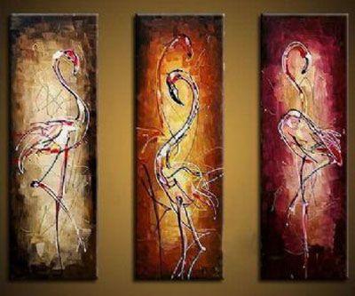Canvas Painting, Abstract Bird Painting, Abstract Painting, Acrylic Art, 3 Piece Wall Art-artworkcanvas
