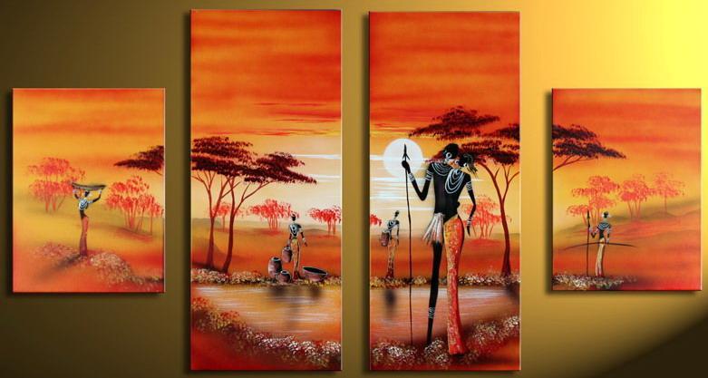 African Painting, Acrylic Wall Art Painting, Living Room Wall Paintings, Hand Painted Canvas Art-artworkcanvas