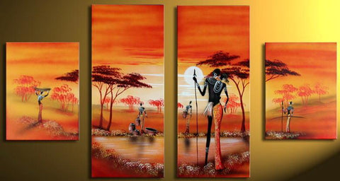 African Painting, Acrylic Wall Art Painting, Living Room Wall Paintings, Hand Painted Canvas Art-artworkcanvas