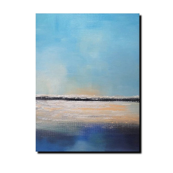 Simple Seascape Painting, Living Room Wall Art Painting, Landscape Canvas Paintings, Extra Large Acrylic Paintings, Bedroom Modern Paintings-artworkcanvas
