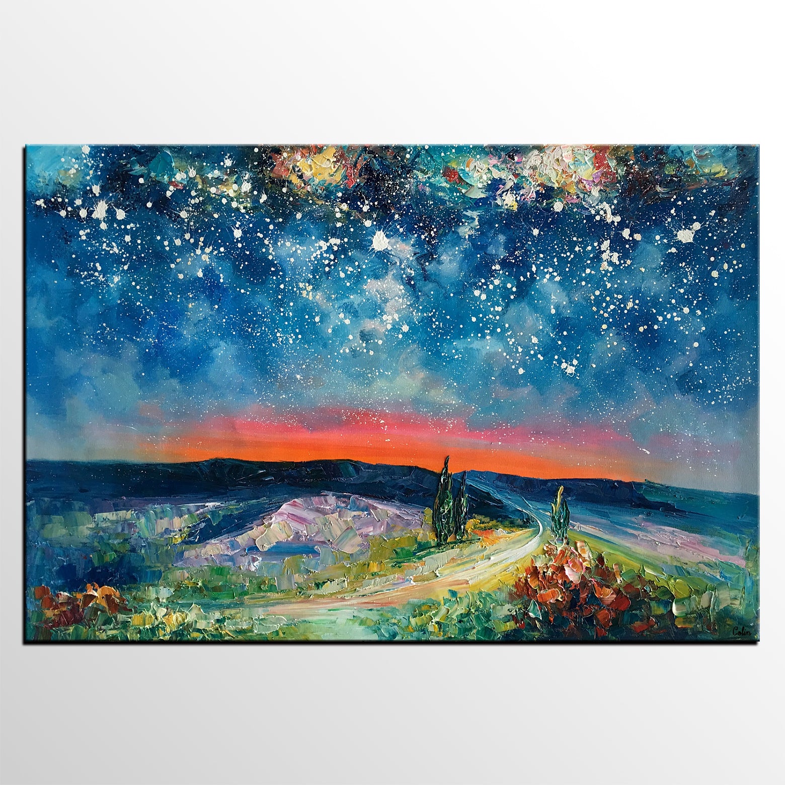 Canvas Painting for Living Room, Abstract Painting, Starry Night Sky, Abstract Painting for Sale-artworkcanvas