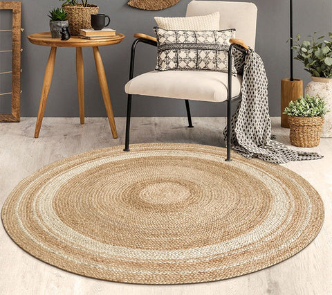 Bedroom Handmade Jute Round Rugs, Rustic Jute Rugs for Farmhouse, Round Modern Rugs in Dining Room, Large Rugs in Living Room, Round Rugs under Coffee Table-artworkcanvas