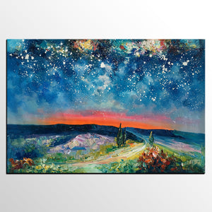 Canvas Painting for Living Room, Abstract Painting, Starry Night Sky, Abstract Painting for Sale-artworkcanvas
