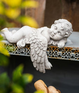 Lovely Sleeping Angel Statue for Garden, Beautiful Cute Garden Courtyard Ornaments, Unique Modern Garden Sculptures, Creative Villa Outdoor Decor Gardening Ideas-artworkcanvas