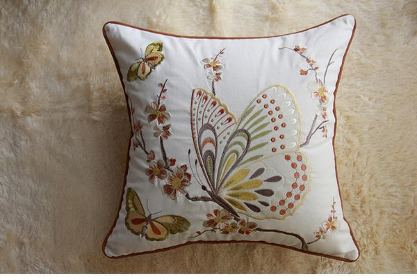 Butterfly Cotton and linen Pillow Cover, Decorative Throw Pillows for Living Room, Decorative Sofa Pillows-artworkcanvas
