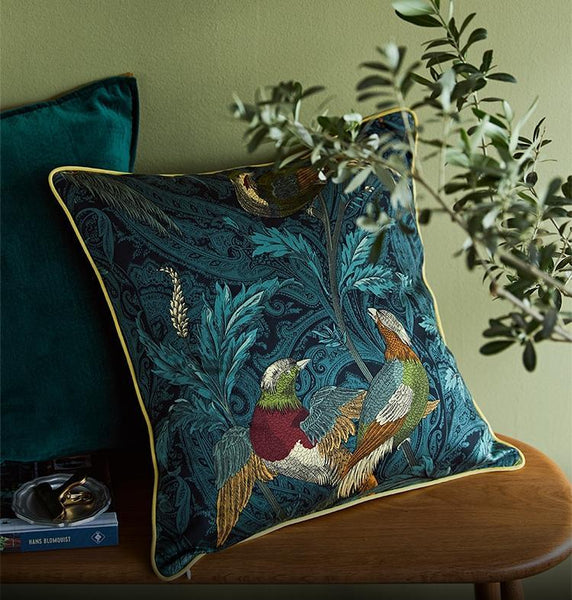 Beautiful Decorative Throw Pillows, Nightingales Cotton Pillow Cover, Decorative Sofa Pillows for Living Room, Bird Decorative Pillows-artworkcanvas