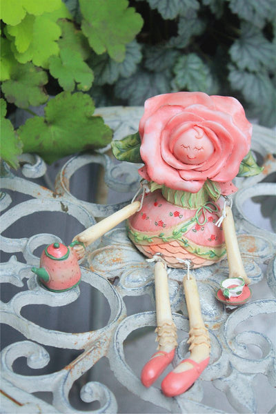 Creative Flower Rose Fairy Statue for Garden, Beautiful Garden Courtyard Ornaments, Villa Outdoor Decor Gardening Ideas, Unique Modern Garden Sculptures-artworkcanvas
