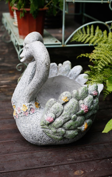 Extra Large Animal Statue for Garden Ornament, Swan Lovers Flower Pot, Swan Lovers Statues, Villa Courtyard Decor, Outdoor Decoration Ideas, Garden Ideas-artworkcanvas